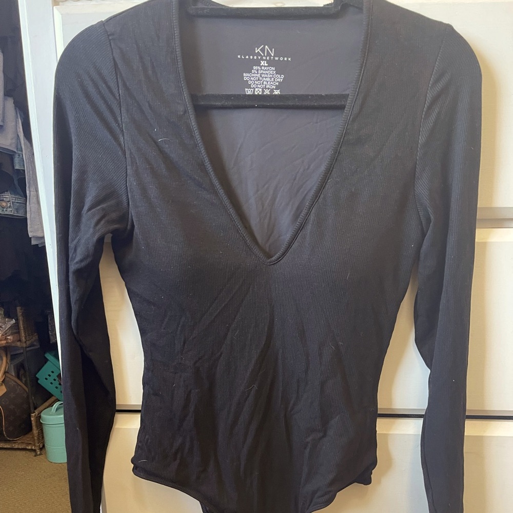 Klassy network deep v body suit